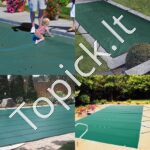 Apsauginis baseino uždangalas, 3,5x6 m, žalias PVC, stačiakampis. - Image 4
