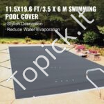 Apsauginis baseino dangtis, 3,5x6 m, stačiakampis, medžio anglies PVC. - Image 6