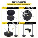 Atitvariniai stulpai su ištraukiama juosta, 6 vnt, juodi, metaliniai - Image 6