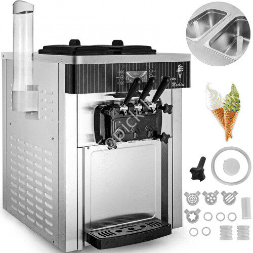 us2FBJLJYKF-8218TPDT1V22Fgoods_img-v122Fsoft-serve-machine-m100-1.2.jpg Stalinis ledų gaminimo aparatas 2200 W, 2 x 6 l, 220 V, baltas, su kiaušinių kūgio ir kiaušinių padėklu, nerūdijančio plieno. - Image 1