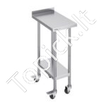 Nerūdijančio plieno komercinis darbo stalas, 610 x 381 x 1006 mm, su ratukais.