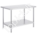 Nerūdijančio plieno komercinis darbo stalas virtuvei, 762 x 1219 x 864 mm.