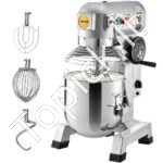 Stovintis maišytuvas, 10Qt nerūdijančio plieno dubuo, 850W maisto maišytuvas su 3 greičiais 113/184/341 aps./min, tešlos kablys ir plakiklis, puikiai tinka kepykloms ir picerijoms