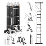 Daugiafunkcinės sulankstomos kopėčios 7-in-1, 3 žingsniai, 3,6 m su pastolių lenta.