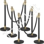 Atitvariniai stulpai su aksominė juosta, 6 vnt, juodi