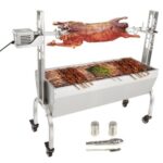 Komercinis elektrinis grilis iš nerūdijančio plieno | Talpa 41 kg | 4 aukščių reguliavimas | 50 W galia | 2-in-1 BBQ