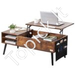 Kavos staliukas su pakeliamu viršumi 100 cm rudos spalvos