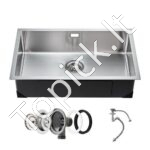 Įmontuojama virtuvės kriauklė, viena dubuo, nerūdijančio plieno, 76 x 43 x 19 cm.