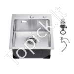 Įmontuojama virtuvės kriauklė su vienu dubeniu, nerūdijančio plieno, 40 x 45 x 19 cm.
