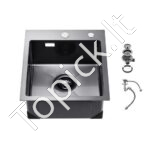 Įmontuojama virtuvės kriauklė su vienu dubeniu, nerūdijančio plieno, 40 x 45 x 19 cm.