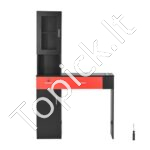 Sieninė kirpyklos darbo stotis su spintelėmis ir stalčiais juoda/raudona