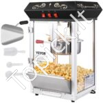 Popkornų gaminimo mašina, stalinis modelis, 850 W, 225 g, 48 puodeliai, juoda.