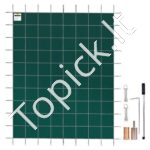 Apsauginis baseino uždangalas 5,5x12,8 m, žalias tinklelis, stačiakampis.