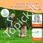 140 dalių Vaikiškas Fortų Statybos Rinkinys | Kūrybinis Konstruktorius Namelių, Palapinių, Kupolų ir Tunelių Statybai - Image 5