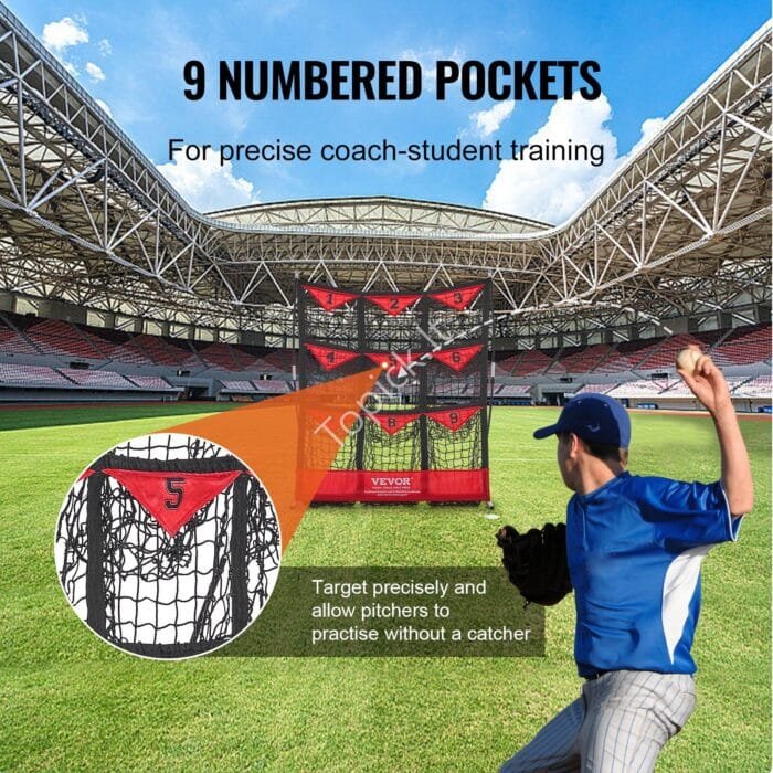 Beisbolo ir softbolo pitching tinklas su 9 taikinio kišenėmis - Image 3