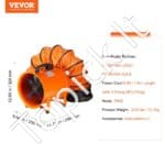 Pramoninis 195 W statybinis ventiliatorius su 8 m ortakiu – kompaktiškas ir efektyvus oro srautas - Image 3