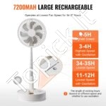 Nešiojamas sulankstomas stalinis ventiliatorius su 7200 mAh baterija – 198 mm skersmens - Image 3