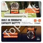 Nešiojamas stalinis ventiliatorius su 20 000 mAh baterija, 138 CFM oro srautu, 4 greičio lygiais - Image 3