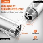 Profesionalus reguliuojamas šokio stulpas – 222,6–282,4 cm | Sukamasis + statinis režimas, sidabrinis, namams ir sporto studijoms - Image 8