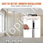 Profesionalus reguliuojamas šokio stulpas – 222,6–282,4 cm | Sukamasis + statinis režimas, sidabrinis, namams ir sporto studijoms - Image 5