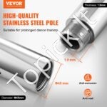 Reguliuojamas šokių stulpas – 216–270 cm | Sidabrinis, sukamasis ir statinis režimas, profesionalioms treniruotėms namuose ar studijose - Image 8