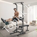 Daugiafunkcinis jėgos treniruoklis su reguliuojama skersine ir nuimama suoleliu | 10 lygių aukščio reguliavimas – idealiai tinka namų sporto salei - Image 2
