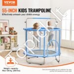 Vaikiškas mini batutas su apsauginiu tinklu ir krepšinio lanku – 147 cm, mėlynas - Image 8