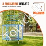 Vaikiškas mini batutas su apsauginiu tinklu ir krepšinio lanku – 147 cm, mėlynas - Image 7