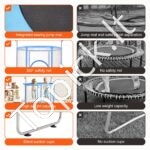 Vaikiškas mini batutas su apsauginiu tinklu ir krepšinio lanku – 147 cm, mėlynas - Image 5