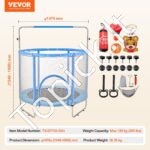 Vaikiškas mini batutas su apsauginiu tinklu ir krepšinio lanku – 147 cm, mėlynas - Image 3