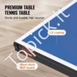 Sulankstomas stalo teniso stalas su ratukais – 274 x 152,5 x 76 cm, vidaus naudojimui, su tinklu - Image 7