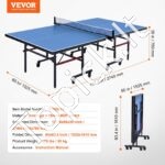 Sulankstomas stalo teniso stalas su ratukais – 274 x 152,5 x 76 cm, vidaus naudojimui, su tinklu - Image 3