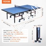 Sulankstomas stalo teniso stalas su ratukais – 274 x 152,5 x 76 cm, vidaus naudojimui, su tinklu - Image 3