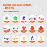 110 dalių spalvinga rutuliukų trasa vaikams | Lavinamoji konstrukcija su rutuliukais | Kūrybiškas ir motoriką lavinantis žaislas vaikams - Image 9