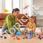 110 dalių spalvinga rutuliukų trasa vaikams | Lavinamoji konstrukcija su rutuliukais | Kūrybiškas ir motoriką lavinantis žaislas vaikams - Image 6