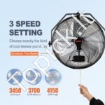 Sieninis pramoninis ventiliatorius, 57 cm skersmens, 4150 CFM oro srautu | 3 greičiai, atsparus vandeniui, skirtas sandėliams, šiltnamiams, dirbtuvėms ir terasoms - Image 2