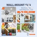 Sieninis pramoninis ventiliatorius, 57 cm skersmens, 4150 CFM oro srautu | 3 greičiai, atsparus vandeniui, skirtas sandėliams, šiltnamiams, dirbtuvėms ir terasoms - Image 5