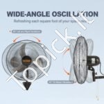 Sieninis pramoninis ventiliatorius, 44,45 cm skersmens, 4000 CFM oro srautu | 3 greičiai, atsparus vandeniui, skirtas sandėliams, šiltnamiams, dirbtuvėms ir terasoms - Image 3