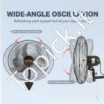 Sieninis pramoninis ventiliatorius, 49 cm skersmens, 4650 CFM oro srautu | 3 greičiai, osciliuojantis, skirtas sandėliams, šiltnamiams, dirbtuvėms ir terasoms - Image 3
