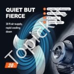 Sieninis pramoninis ventiliatorius, 49 cm skersmens, 4650 CFM oro srautu | 3 greičiai, osciliuojantis, skirtas sandėliams, šiltnamiams, dirbtuvėms ir terasoms - Image 4