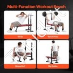 Reguliuojamas treniruoklių suolelis su atlošu, 181 kg talpa, sulankstomas dizainas - Image 4