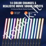 Šviesos kardas su 14 RGB spalvų ir 6 garso efektais, 78 cm ilgio | Įkraunamas, su aliuminio rankena ir judesio valdymu - Image 3