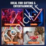 Šviesos kardas su 12 RGB spalvų ir 16 garso efektų, 1117 mm ilgio | Įkraunamas, su aliuminio rankena ir judesio valdymu - Image 2