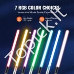 2 vienetų šviesos kardų rinkinys su 7 RGB spalvomis, 775 mm ilgio | Įkraunami, su garso efektais ir metalinėmis rankenomis - Image 3