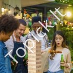 Medinis kaladėlių bokštas ir Domino žaidimas – 54 blokelių - Image 8