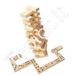 Medinis kaladėlių bokštas ir Domino žaidimas – 54 blokelių - Image 10