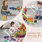 180 dalių magnetinių kaladėlių rinkinys vaikams | Kūrybiškas konstruktorius su transporto detalėmis - Image 3