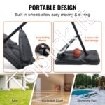 Reguliuojamo aukščio profesionalus krepšinio stovas 231–305 cm – mobilus lauko basketball rinkinys vaikams ir suaugusiems - Image 5