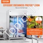 Komercinis šaldytuvas -1100 l, dviejų durų, nerūdijančio plieno, automatinis atitirpimas, 6 lentynos, temperatūra -2–+8 °C, su ratukais - Image 8