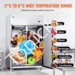 Komercinis šaldytuvas -1100 l, dviejų durų, nerūdijančio plieno, automatinis atitirpimas, 6 lentynos, temperatūra -2–+8 °C, su ratukais - Image 5